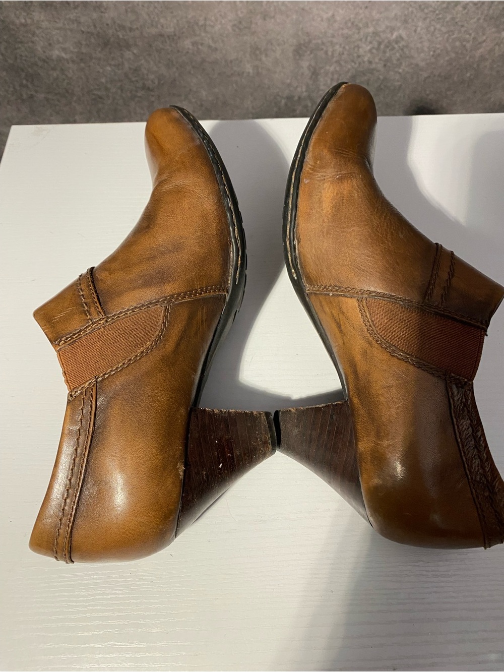 Born Womens Brown Leather Side Zip Heeled Ankle Booties Ankle Boots Size 7 / 38 - Picture 8 of 9